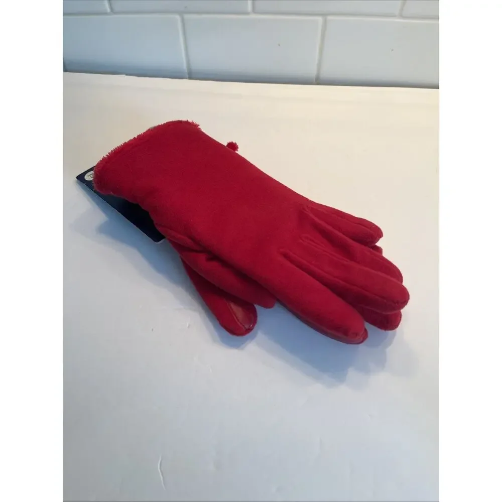 Isotoner Gloves Womens OS Red Fleece SmartDri And SmarTouch New
